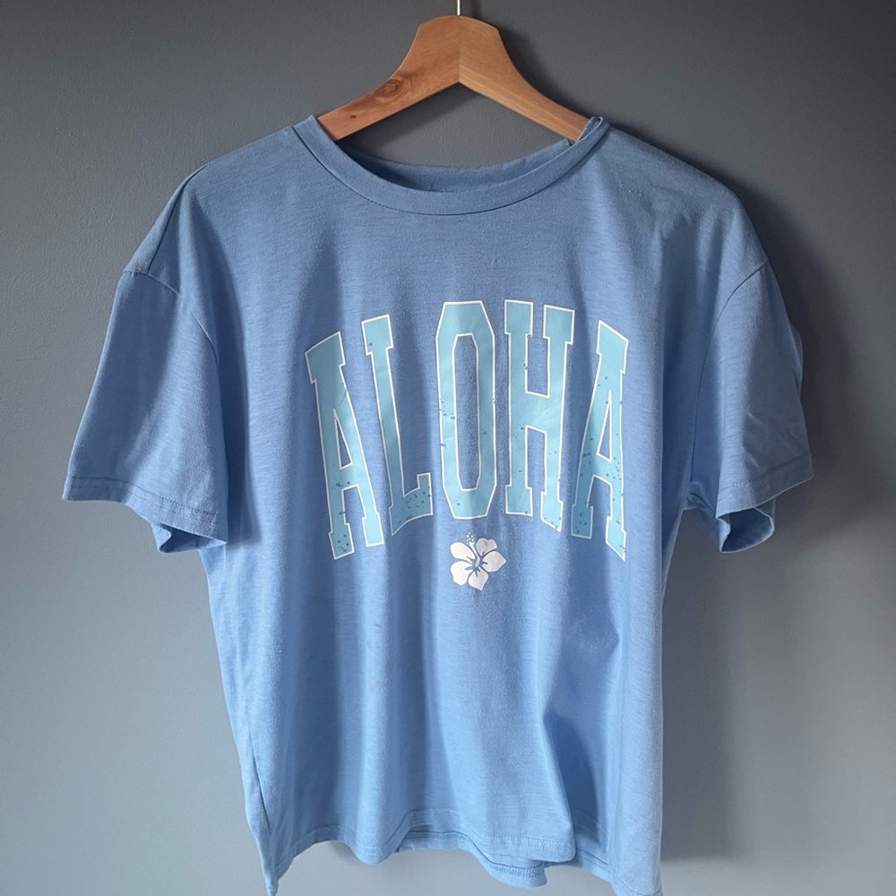 Blue Aloha Graphic T-Shirt
